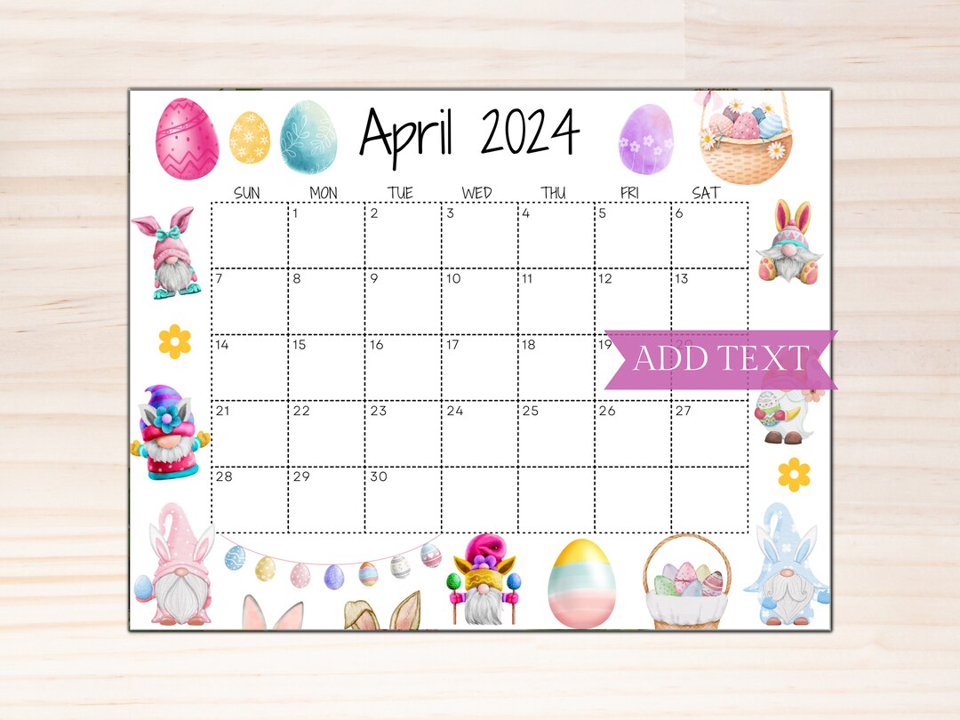 EDITABLE April 2024 Calendar, Printable Wall Calendar 2024, Beautiful