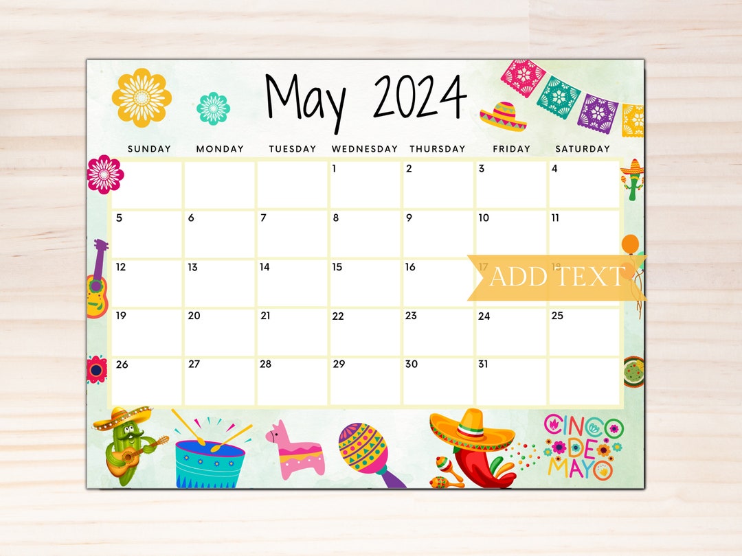 EDITABLE May 2024 Calendar, Printable Wall Calendar 2024, Cute Calendar ...