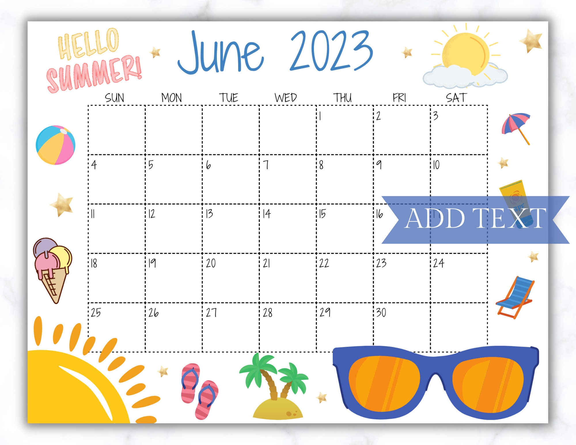 June Calendar - Etsy