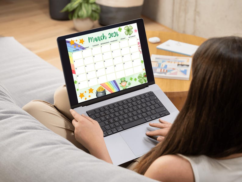 EDITABLE March 2026 Calendar, Printable Rainbow Calendar W/ Happy St ...
