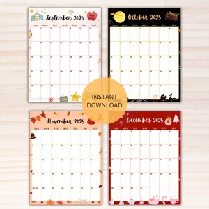 Editable 2025 Calendar Bundle- Printable Calendars Vertical- Kids ...