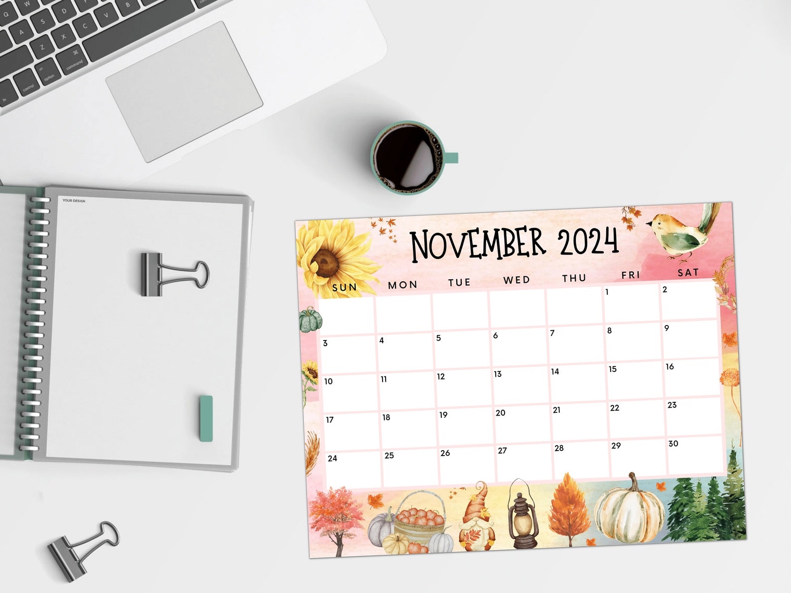 Editable November 2024 Calendar, Printable Calendar 2024, Cute Calendar