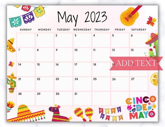 EDITABLE May 2023 Calendar Printable Cinco De Mayo Calendar - Etsy editable-may-2023-calendar-printable-cinco-de-mayo-calendar-etsy