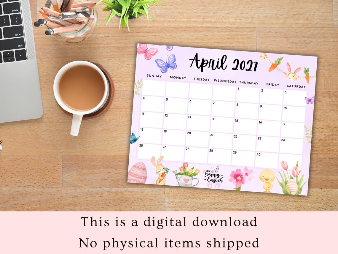 EDITABLE April 2027 Calendar, Printable Happy Easter, Spring Planner ...