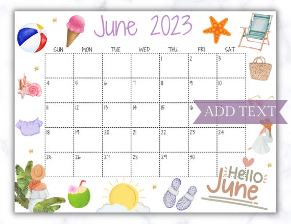 EDITABLE June 2023 Calendar Printable Classroom Calendar - Etsy