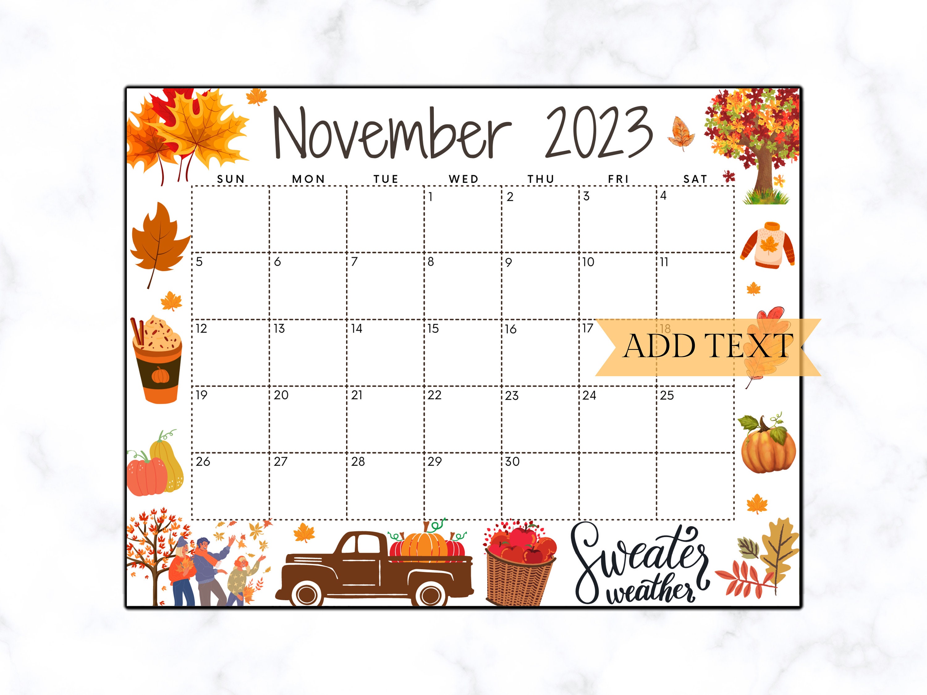 Editable November 2023 Calendar - Il Fullxfull.5286800340 P26v