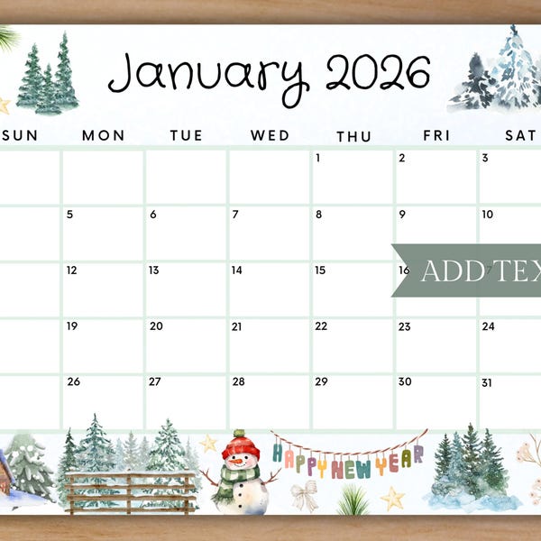 Calendar 2026 No Holidays - Etsy