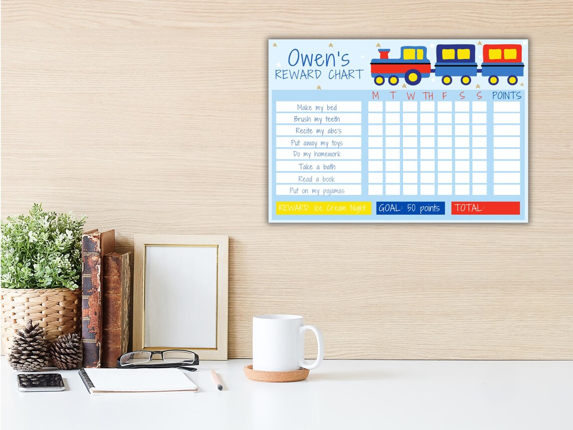 EDITABLE Boys Train Chore Chart, Cool Train Reward Chart, Sticker Chart ...