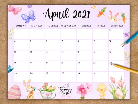 Editable April 2027 Calendar 3 EDITABLE April 2027 Calendar, Printable Happy Easter, Spring Planner, Homeschool Calendar Kids, Instant Download - Etsy