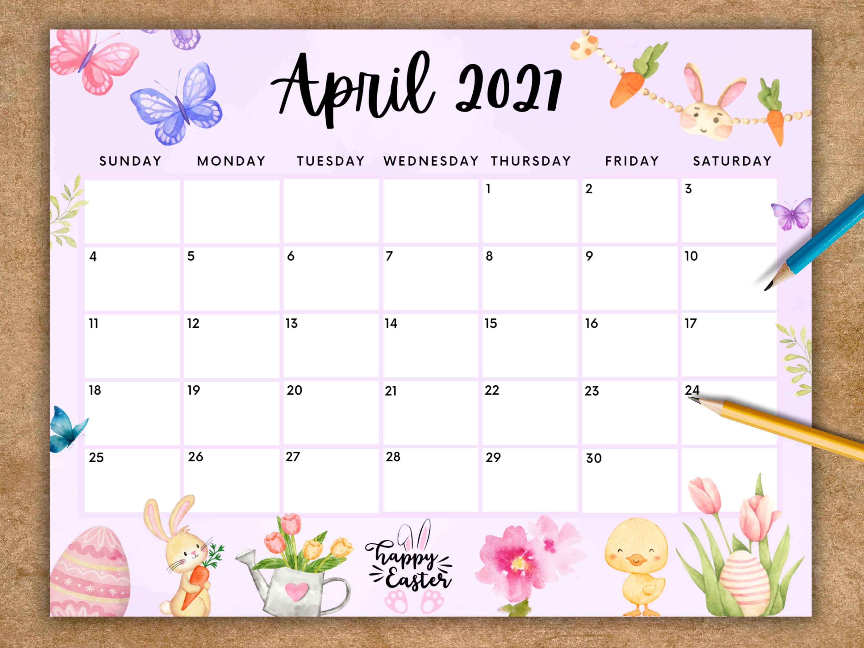 EDITABLE April 2027 Calendar, Printable Happy Easter, Spring Planner ...