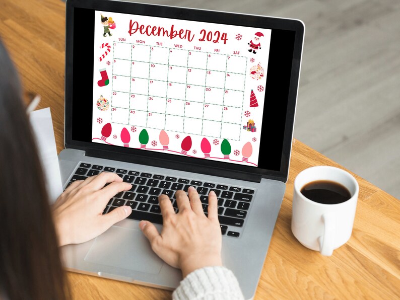 Printable December Calendar 2024, Christmas Calendar, Holiday Calendar