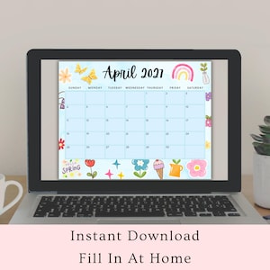 Editable April 2027 Calendar, Printable Spring Flowers Planner, Instant ...