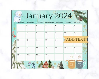 Calendrier 2024 – Calendrier mural 2024, Janvier 2024 à Décembre