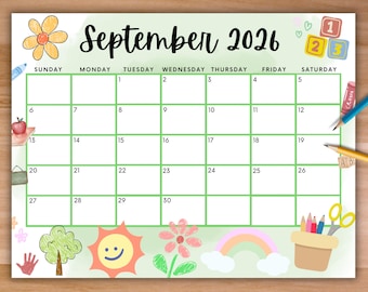 EDITABLE September 2026 Calendar, Printable Back to School ...