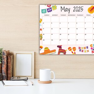 EDITABLE May 2025 Calendar, Printable Cute Pink Cinco De Mayo Calendar ...