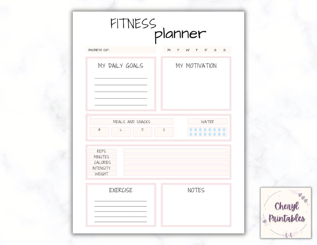 Printable Fitness Planner, Weight Loss Tracker, Fitness Tracker, Weekly ...