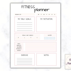 Printable Fitness Planner, Weight Loss Tracker, Fitness Tracker, Weekly Meal Planner pdf, Diet Planner, Workout Planner, Workout Calendar