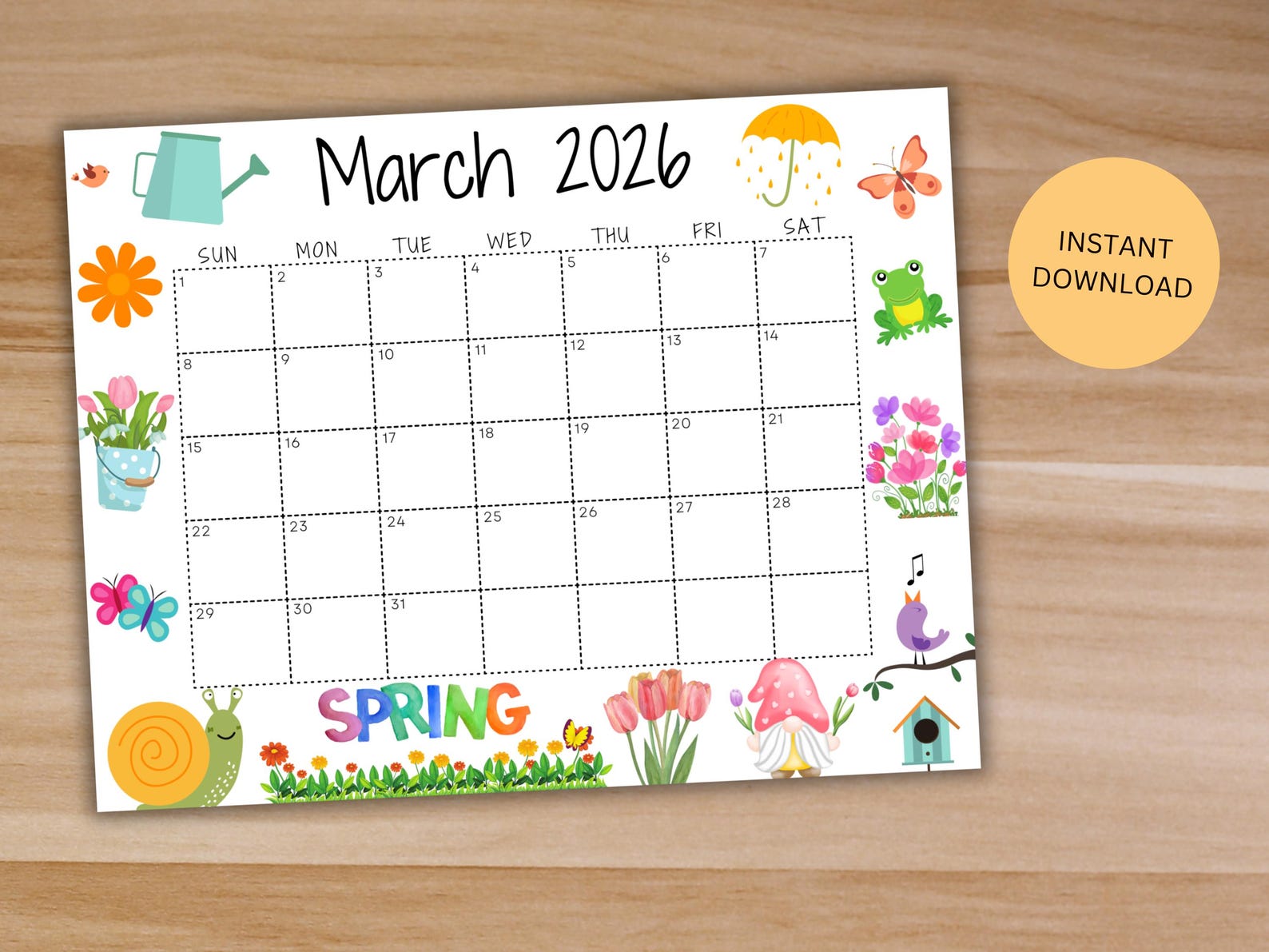 Buy EDITABLE March 2026 Calendar, Printable Wall Calendar 2026 ...