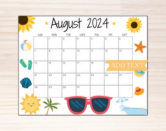 EDITABLE August 2024 Calendar, Printable Wall Calendar 2024, Beautiful Calendar w/ Sunflowers, Monthly Classroom Calendar, Family Calendar