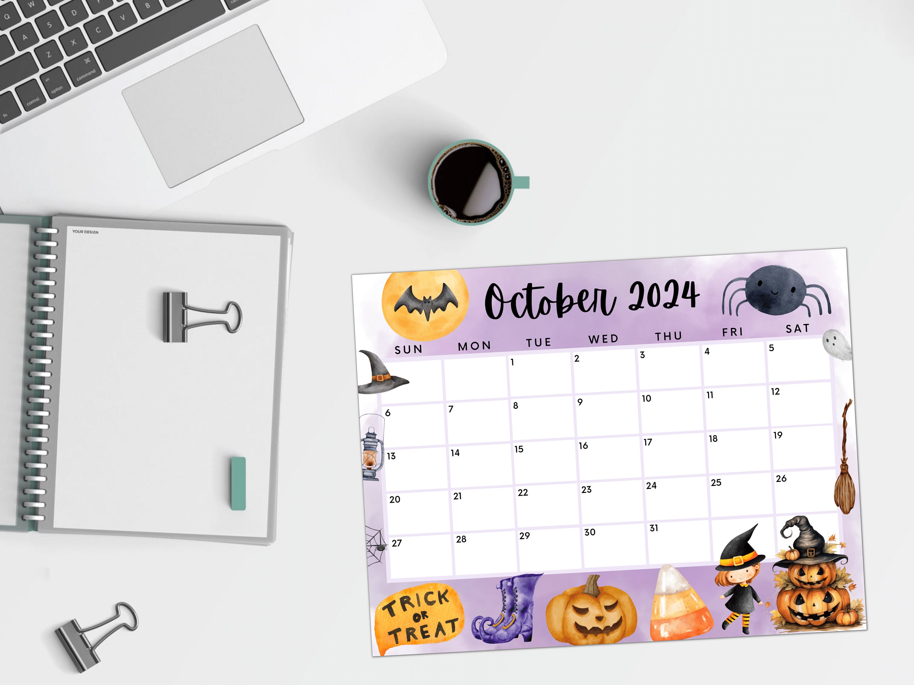 Editable October 2025 Calendar, Printable Calendar, 2025 Spooky