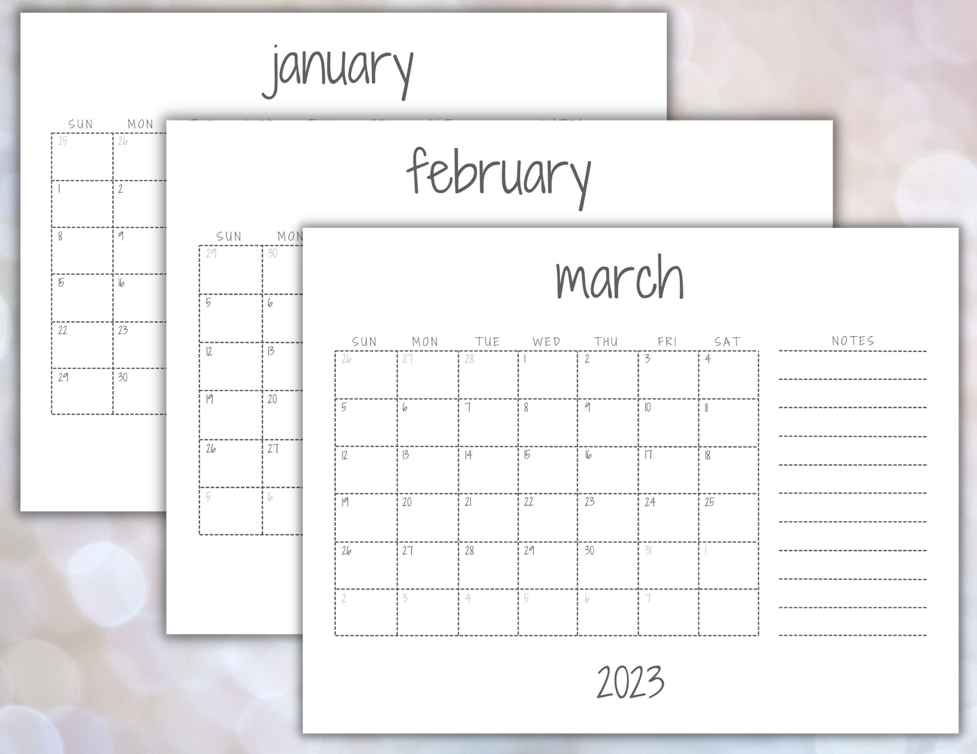 2023 Printable Calendars Fridge Calendar School Calendar Etsy Australia