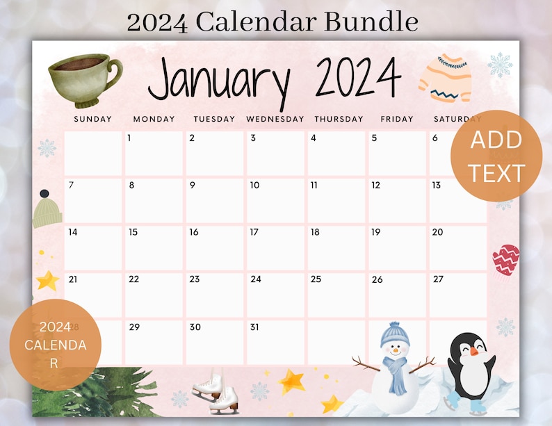 Editable 2025 Calendar Bundle Printable January Calendar 2025 Holiday