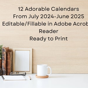 Editable School Calendar 2024-2025 From July to June Printable Kids ...