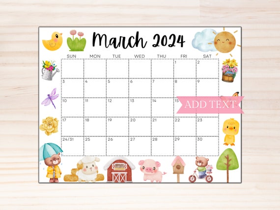 Calendario de programación de marzo de 2024 Gratis Dibujos