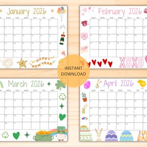Editable 2026 Calendar Bundle- Printable Monthly Calendars for the Year ...