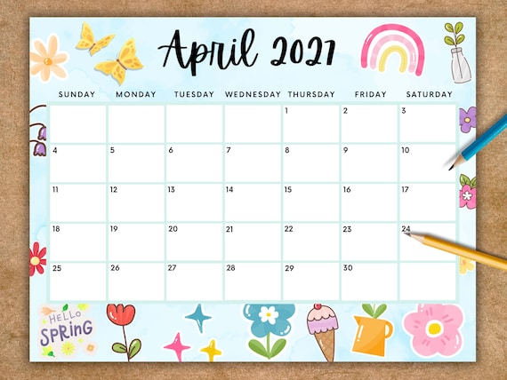 Editable April 2027 Calendar, Printable Spring Flowers Planner, Instant  Download for Home Office School - Etsy