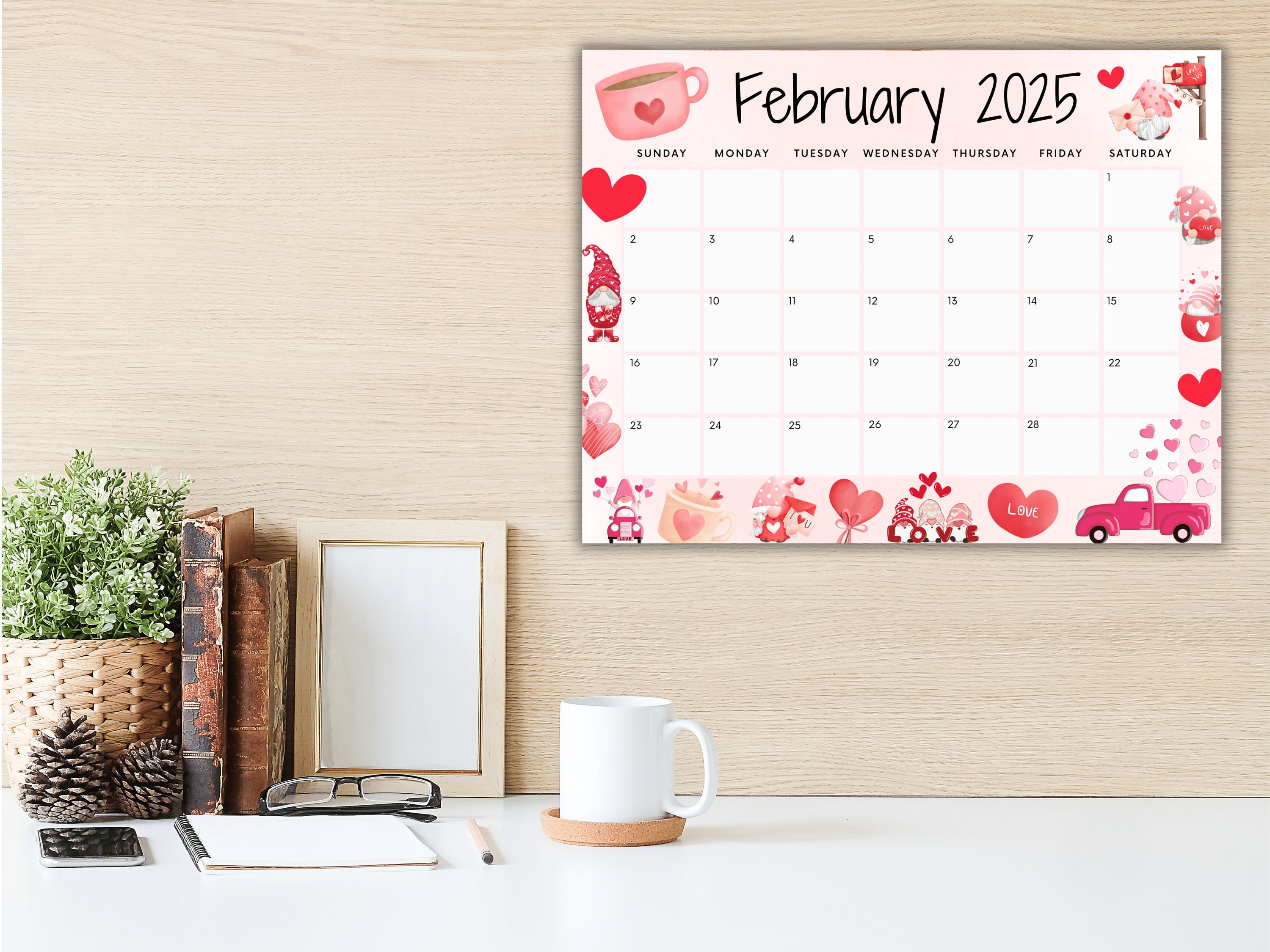 Calendario editable de febrero de 2025, Calendario imprimible del Día