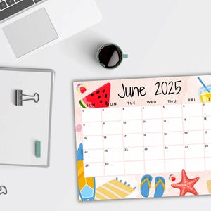 EDITABLE June 2025 Calendar, Printable Calendar, Summer Calendar W ...