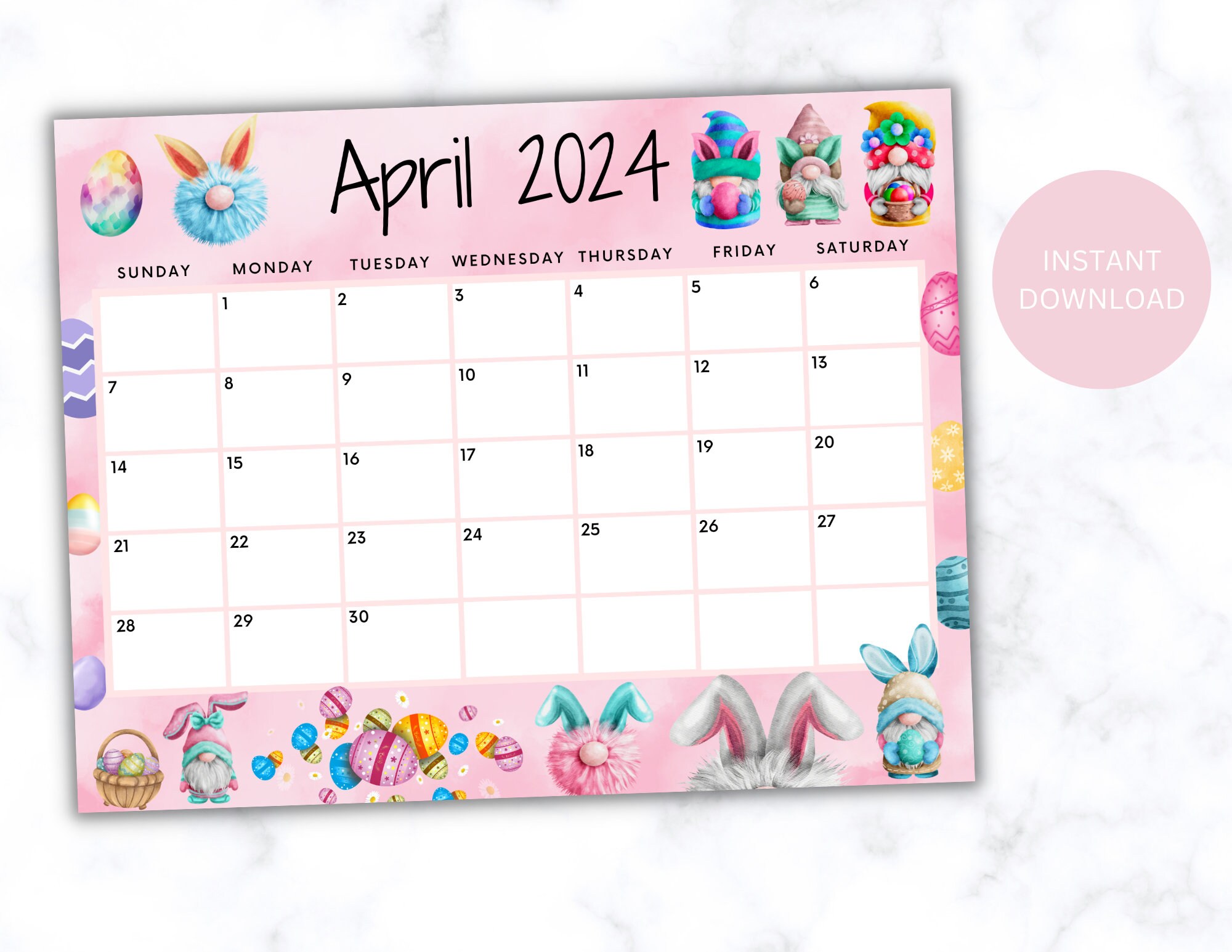 EDITABLE April 2025 Calendar, Printable Wall Calendar 2025, Beautiful