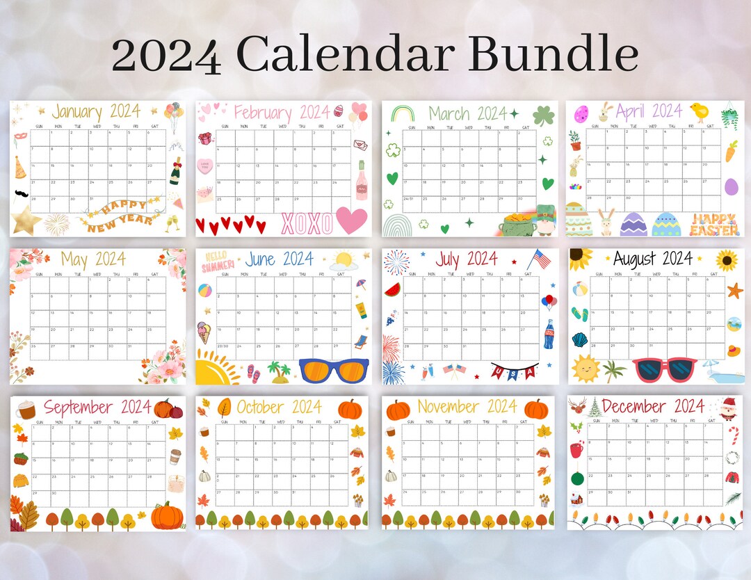 Editable January 2024 Calendar Bundle Printable Wall Calendar - Etsy