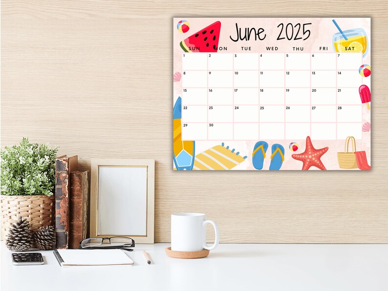 EDITABLE June 2025 Calendar, Printable Calendar, Summer Calendar W ...