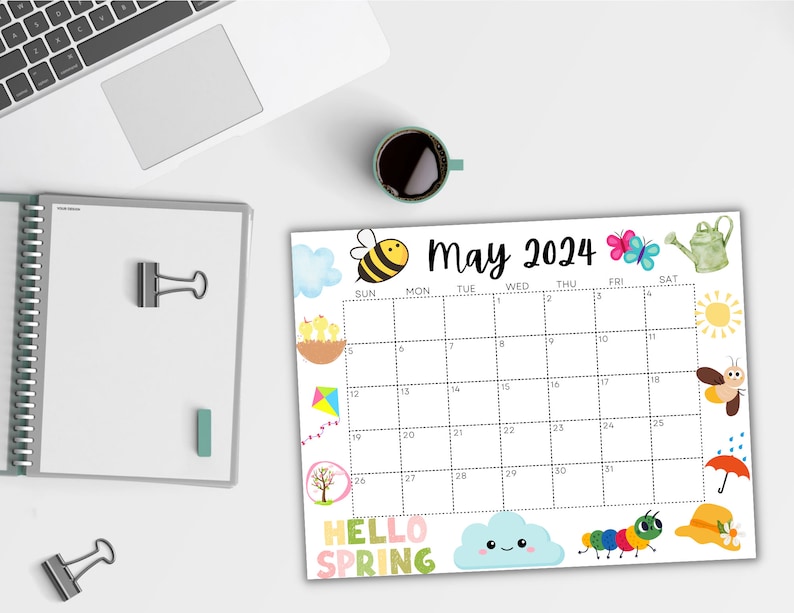 EDITABLE May 2024 Calendar Printable Calendar 2024 Cute Etsy