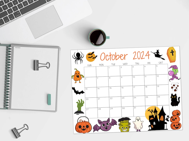Editable October 2024 Calendar, Printable Calendar, 2024 Scary