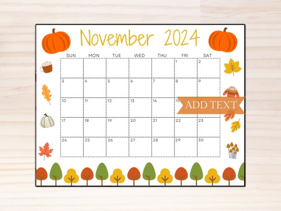 Editable Calendar November 2024 Printable Dolli Gabriel