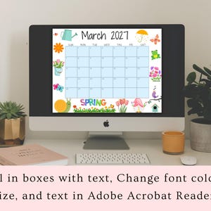 EDITABLE March 2027 Calendar, Printable Wall Calendar 2027, Beautiful ...