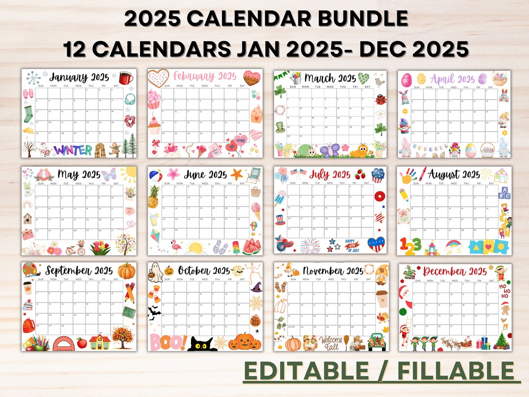 Editable 2025 Calendar Bundle Cute Printable Calendars Kids School Schedule Fillable Calendar Homeschool Planner College Planner - Etsy editable-2025-calendar-bundle-cute-printable-calendars-kids-school-schedule-fillable-calendar-homeschool-planner-college-planner-etsy