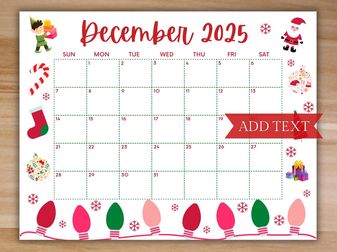 Printable December Calendar 2025, Christmas Calendar, Holiday Calendar, December 2025 Printable Calendar, Family Calendar, Printable Digital - Etsy printable-december-calendar-2025-christmas-calendar-holiday-calendar-december-2025-printable-calendar-family-calendar-printable-digital-etsy