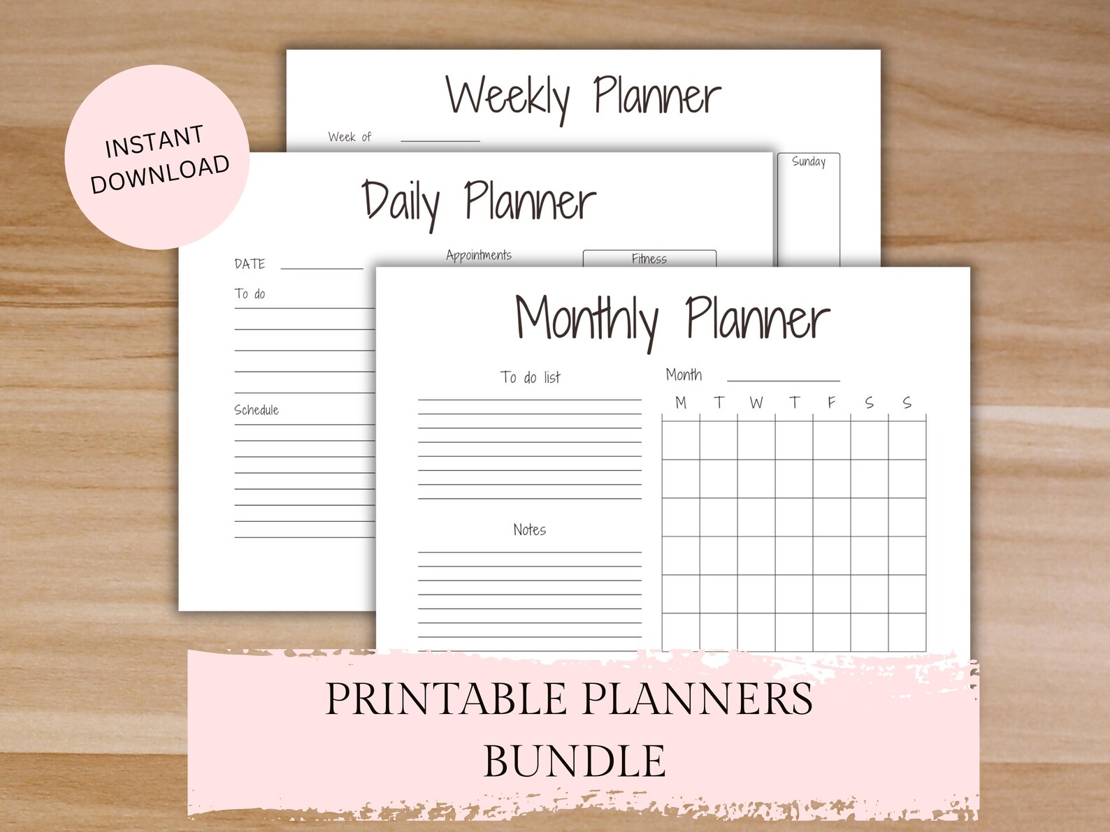 Printable Planner Bundle W/ Daily Planner, Weekly Planner, Monthly ...