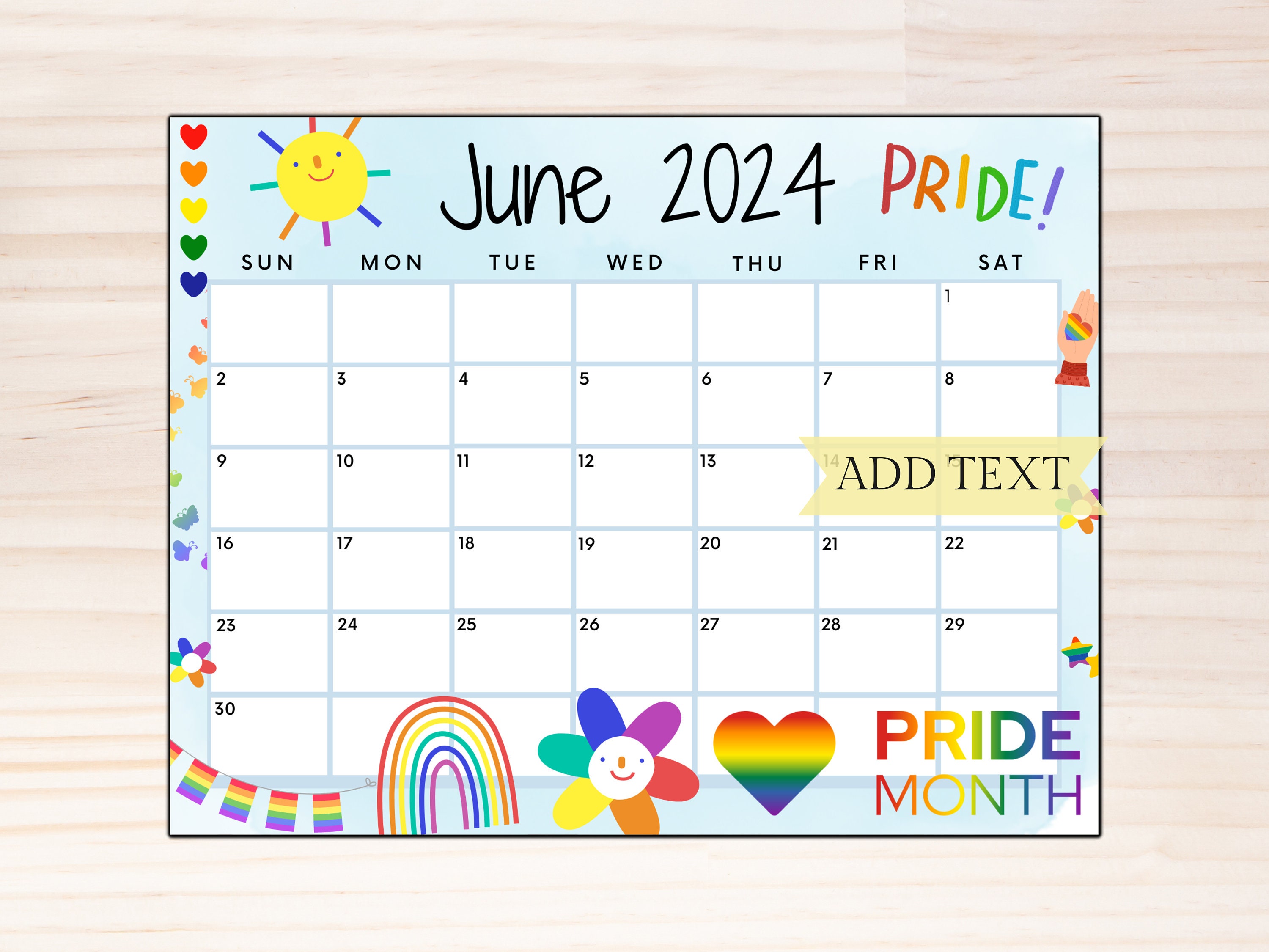 EDITABLE June 2024 Wall Calendar, Printable Classroom Calendar, Cute
