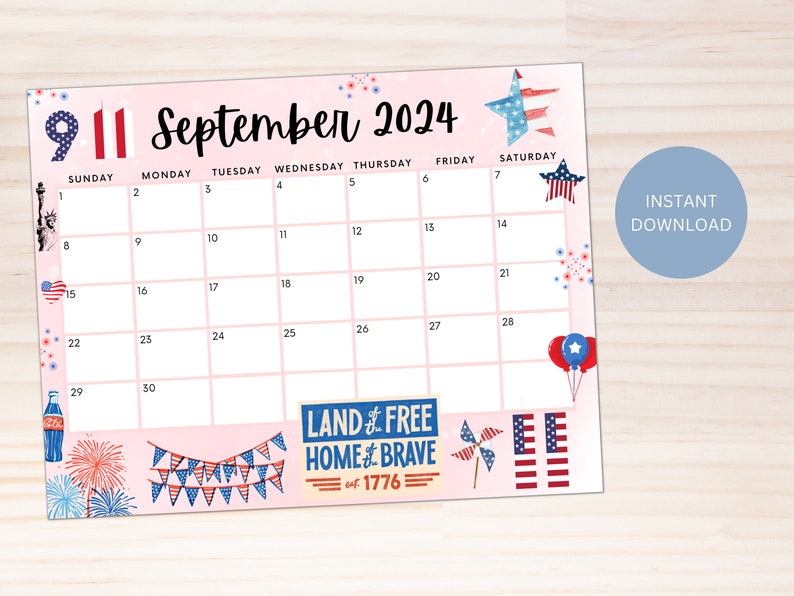 Editable September 2024 Calendar, Printable Fillable Calendar ...