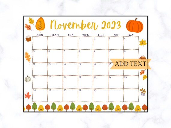 Printable November Calendar 2023 Editable Calendar School -  Portugal