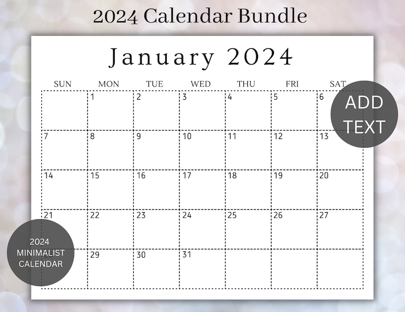 Editable January 2024 Calendar Bundle Printable Wall Calendar 2024 Nice ...