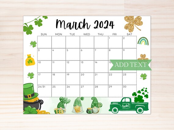 EDITABLE March 2024 Calendar, Printable Classroom Calendar, Kids St Patricks Day Calendar W/ Gnomes, Monthly Calendar W/ Cute Green Truck - Etsy Israel EDITABLE March 2024 Calendar, Printable Classroom Calendar, Kids St Patricks Day Calendar W/ Gnomes, Monthly Calendar W/ Cute Green Truck - Etsy Israel