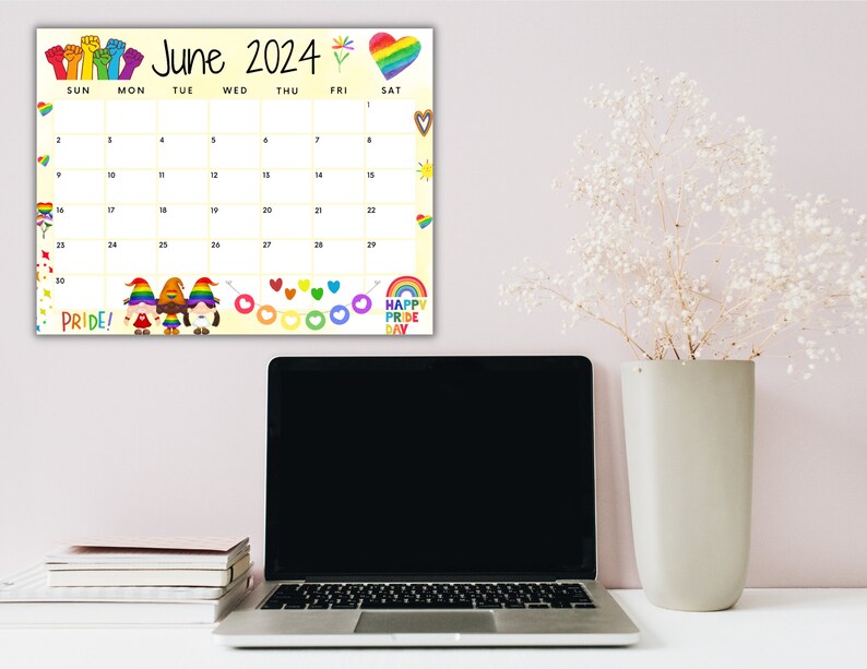 EDITABLE June 2024 Calendar, Printable Calendar, Pride Month Calendar