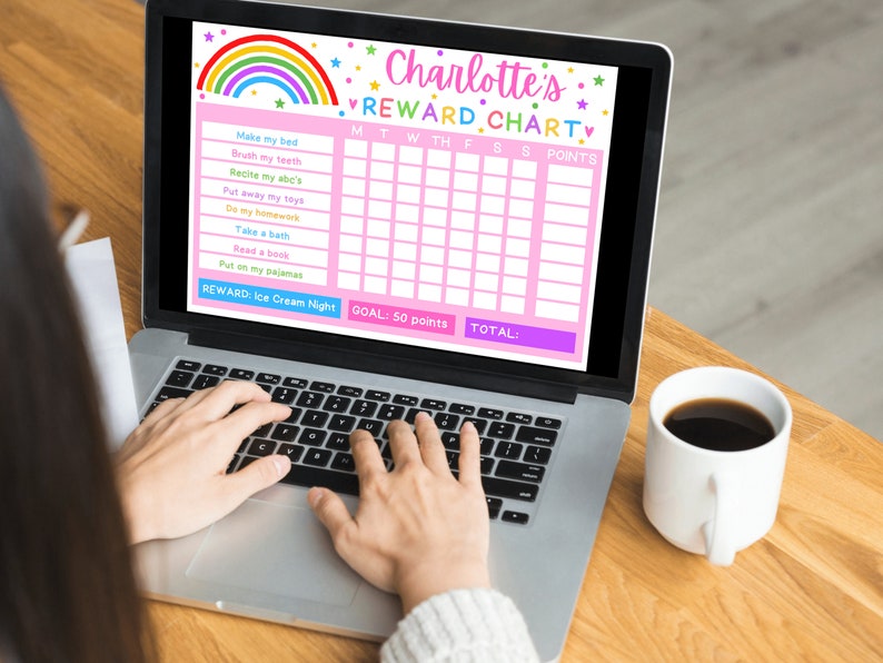 EDITABLE Rainbow Chore Chart, Girls Reward Chart, Sticker Chart ...