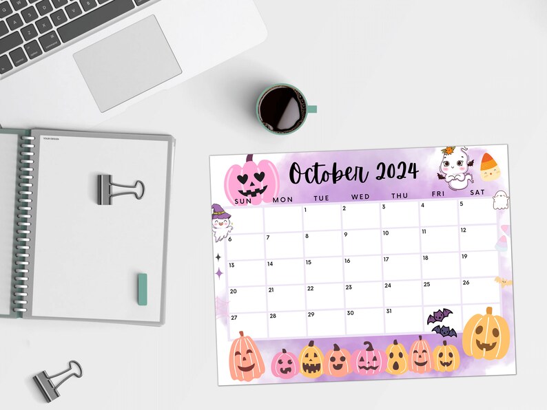 Editable October 2024 Calendar, Printable Calendar, 2024 Wall Calendar